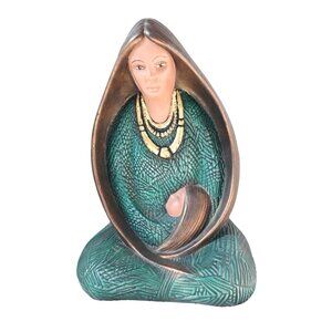 Vintage Mexican Ceramic Mother & Child Statue Hand Painted